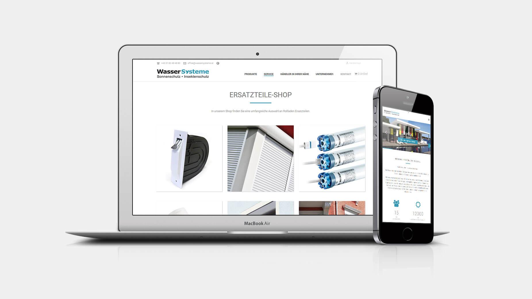 nulleins Kunde - Wasser Systeme - Webseite mit Webshop