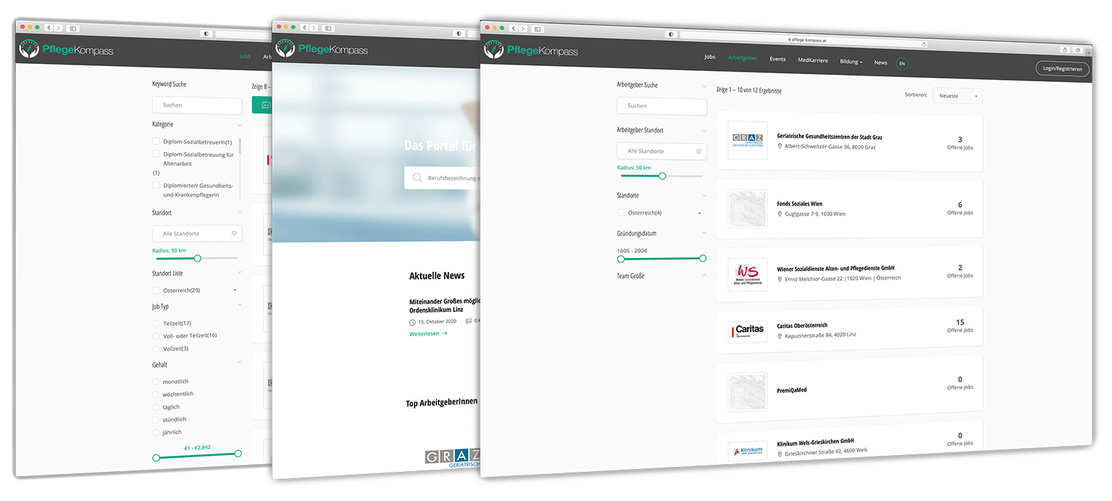 nulleins Kunde - Pflegekompass - Webportal